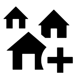 houses with a plus symbol